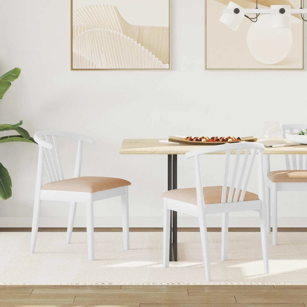 Sedia da pranzo 2 pz | Sedie da cucina Bianco e marrone Legno di gomma massiccio