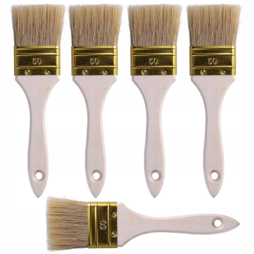 Set di Pennelli Piatto 20 Pezzi + 2 Nastri Adesivi Blu 40 mm – Set per Pittura di Precisione | Manici in Legno