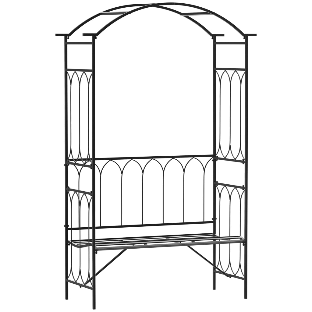 Arco per Rose in Metall con Panchina ¨C Zephmum ¨C Nero 115x50x203 cm