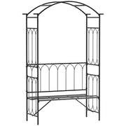 Arco per Rose in Metall con Panchina ¨C Zephmum ¨C Nero 115x50x203 cm