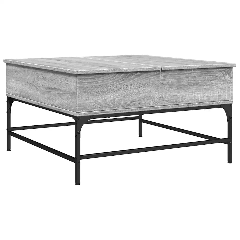 Tavolino Salotto Grigio Sonoma 80x80x45 cm Multistrato Metallo 845404