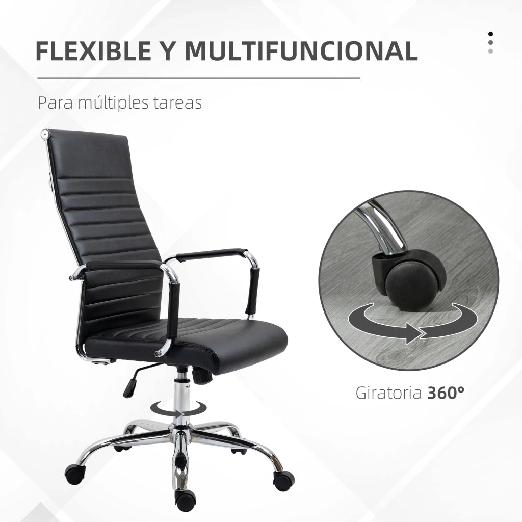 Sedia da Ufficio Girevole con Schienale Alto ¨C zephmum ¨C Nera in Tessuto Sintetico