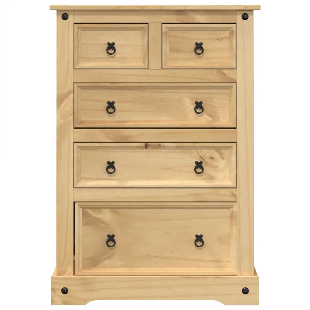 Cassettiera Corona 80x43x114 cm in Legno Massello di Pino 4005671