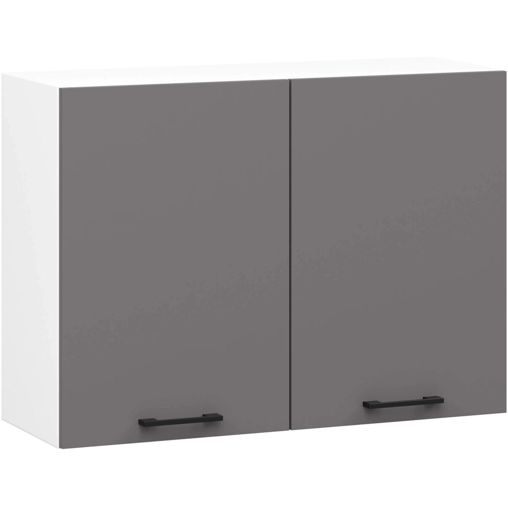Mobile da cucina pensile sistema AKORD OLIWIA Bianco 80 cm 2 ante inserto frontale Grigio Grafite 80x30x58 cm