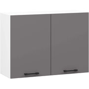 Mobile da cucina pensile sistema AKORD OLIWIA Bianco 80 cm 2 ante inserto frontale Grigio Grafite 80x30x58 cm
