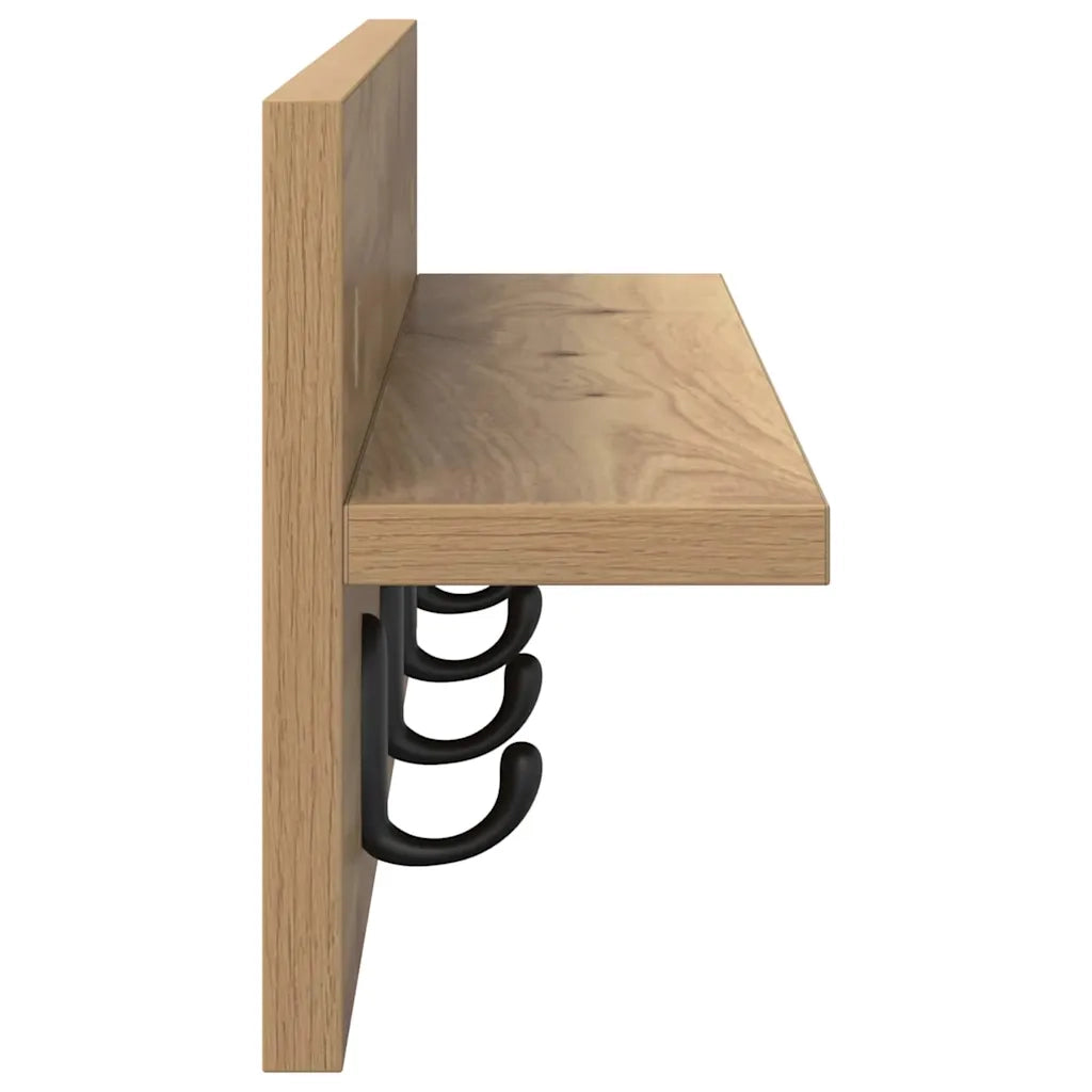vidaXL Appendiabiti a muro rovere artigianale 60 x 10.5 x 18 cm