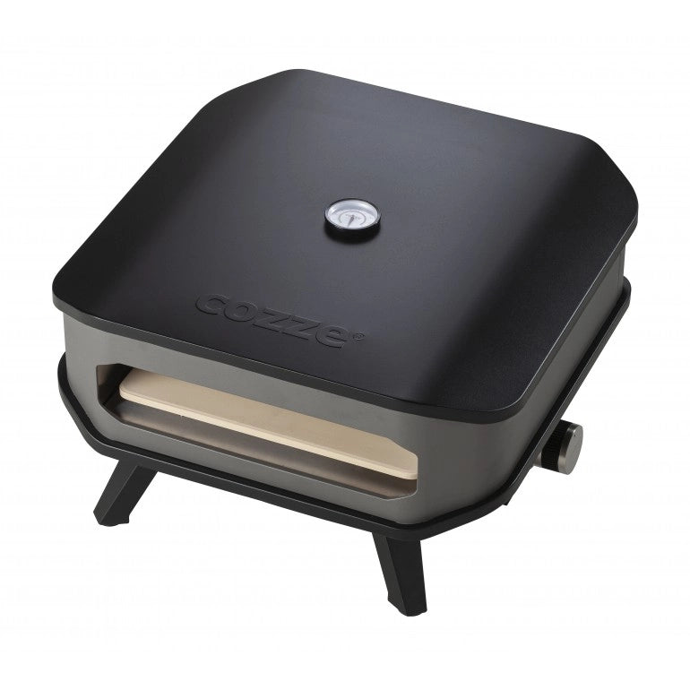 COZZE Forno per pizza a gas 13" con termometro, fino a 400°,  34 x 34 cm, include erogatore e copertura