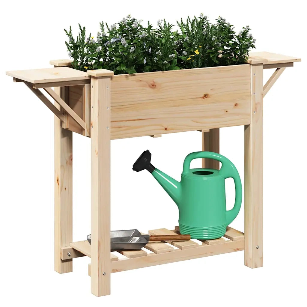 Fioriere | Cassetta per fiori | Vaso da giardino con lo scaffale Beige 111 x 37 x 76,5 cm