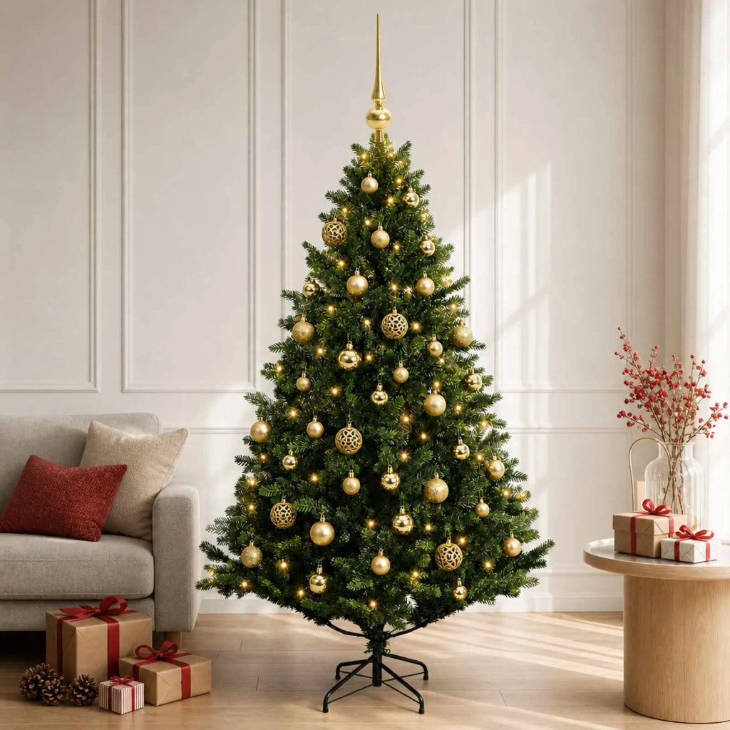 Albero di Natale Artificiale con Palline 120 cm 150 LED 3465681