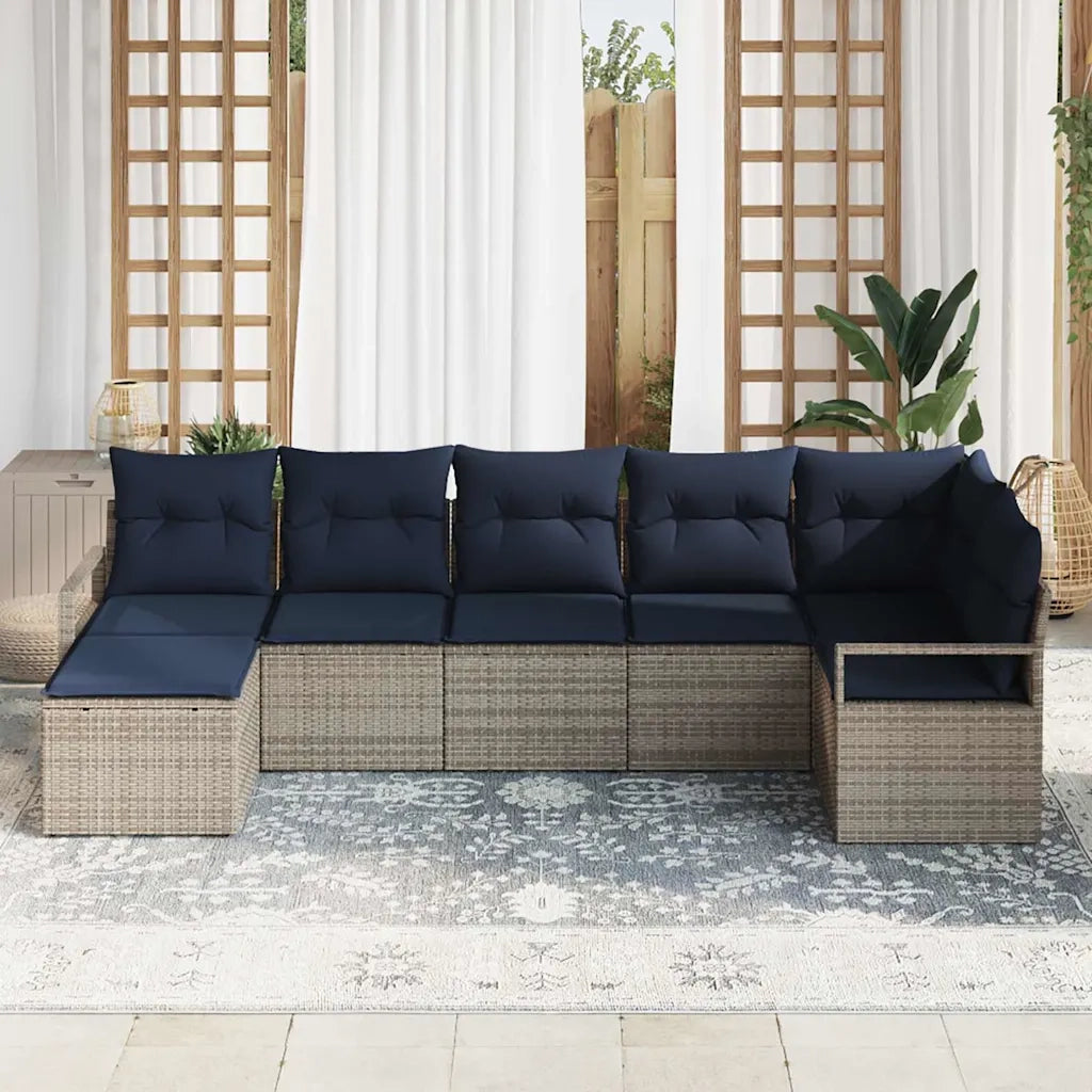 Set di divani 7 pcs Grigio polyrattan