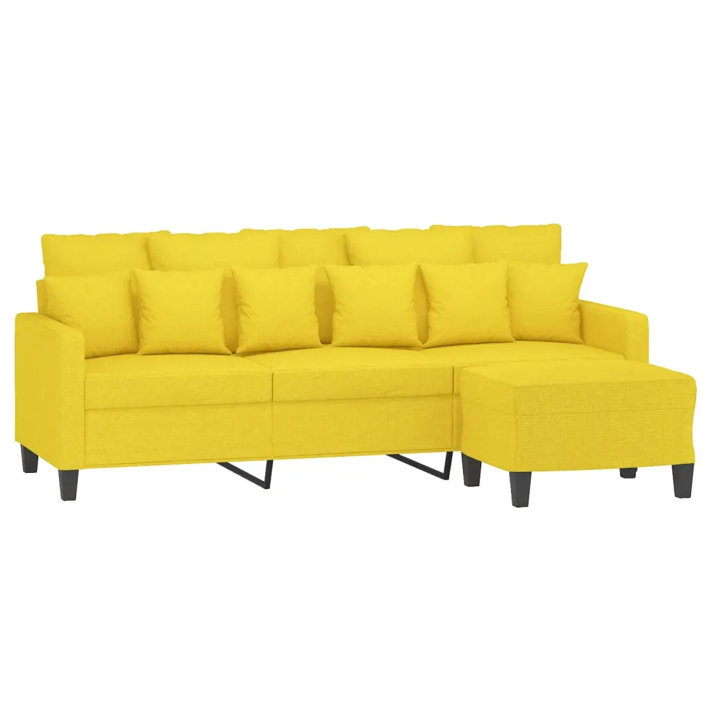 Divano a 3 Posti con Poggiapiedi Giallo Chiaro 180cm in Tessutocod mxl 94983