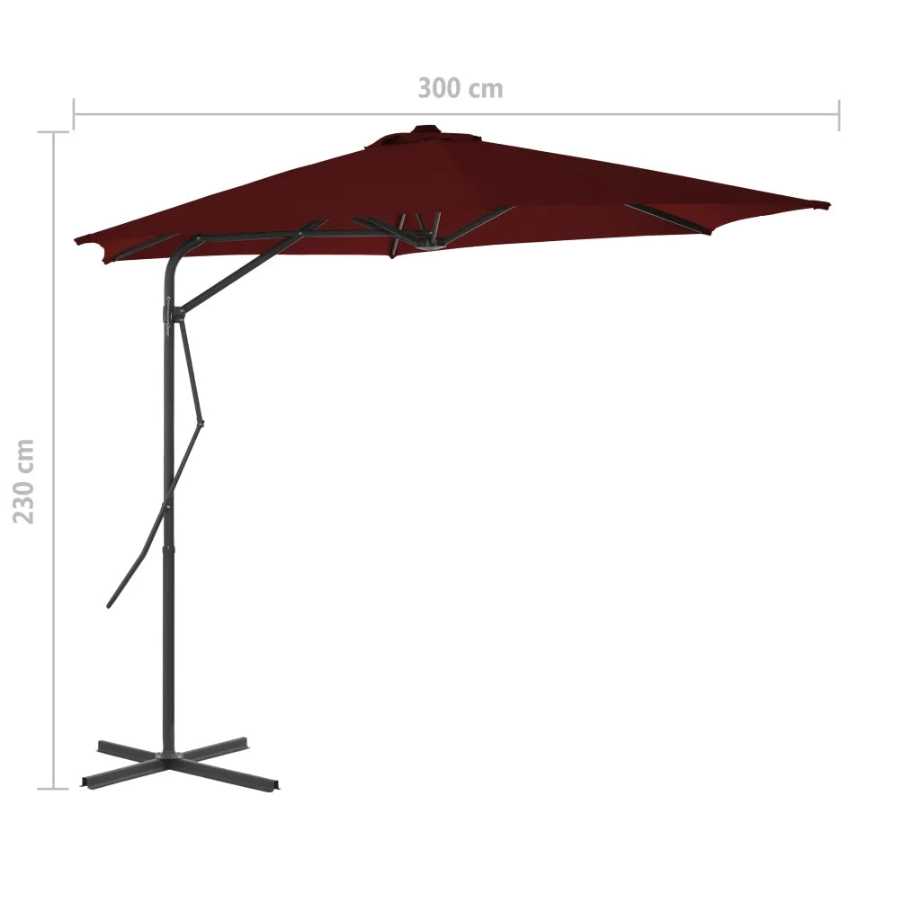 Ombrellone con Palo in Acciaio Rosso BordÃ² 300x230 cm