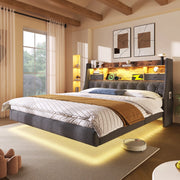 Letto imbottito 140x190 cm con LED, USB e Type-C