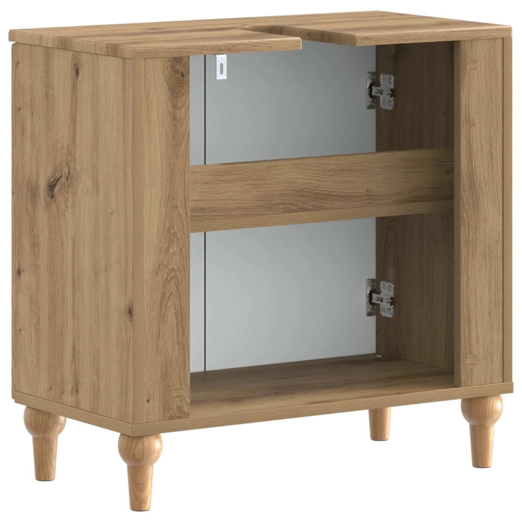 Armadio per Lavabo da Bagno ALKMAAR Rovere Artigianale 896134