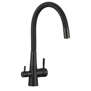 Rubinetto Lavello Nero con Filtro Acqua | Beccuccio Flessibile 360° e Design Elegante per Cucina