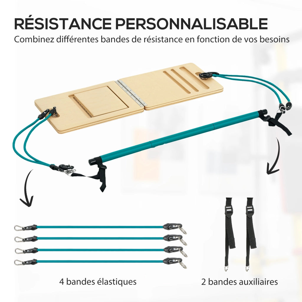 Set Pilates con barra e bande elastiche ¨C zephmum ¨C blu, tavola inclinabile regolabile
