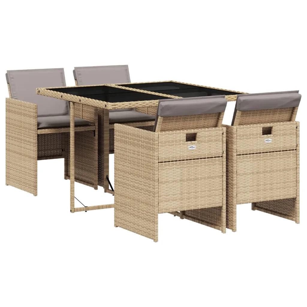 Set Pranzo da Giardino 5 pz con Cuscini Beige Misto Polyrattan 3277667