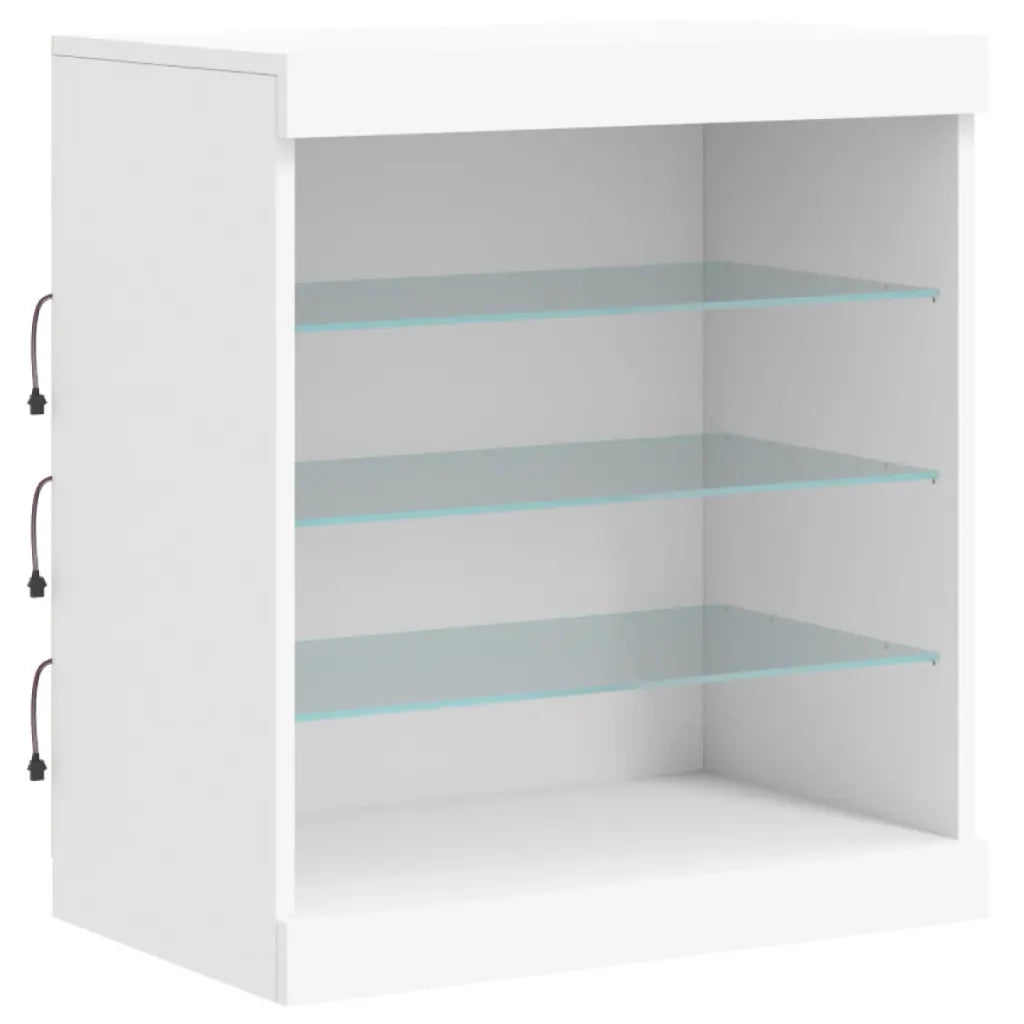 Credenza con Luci LED-Buffet-Armadio da cucina Bianca 60,5x37x67 cm