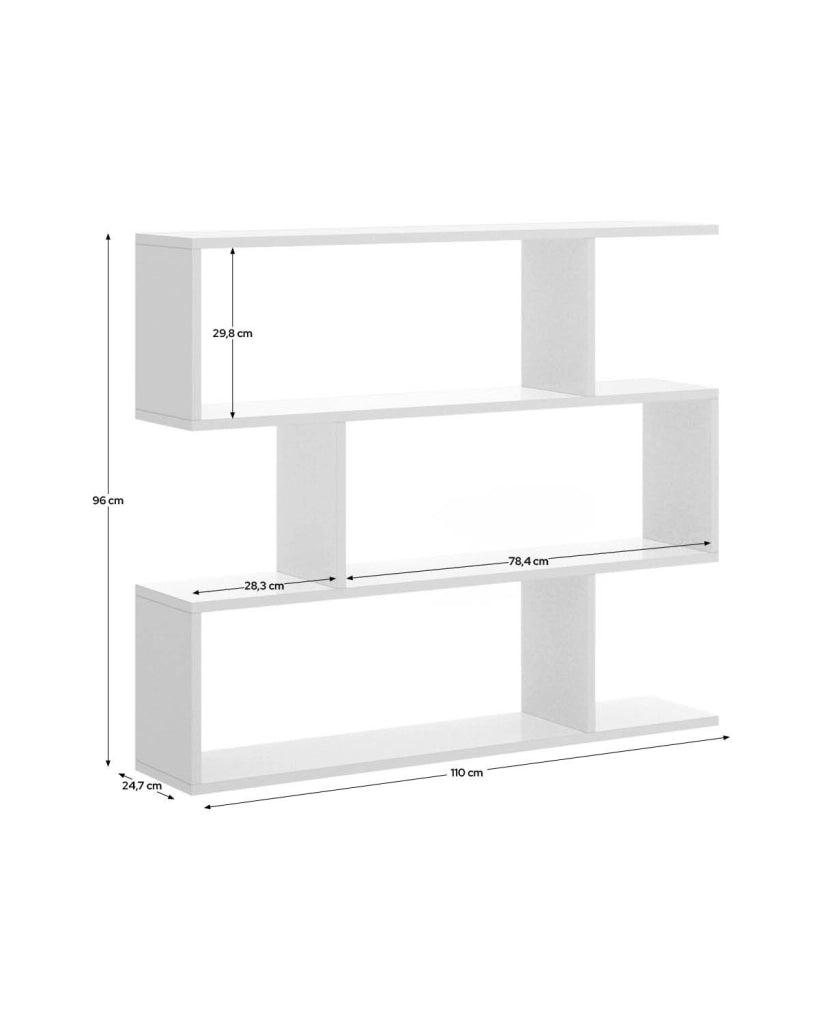 Libreria Acsidol, Scaffale da ufficio multiuso, Mobile biblioteca portalibri a 3 ripiani, 110x25h96 cm, Bianco