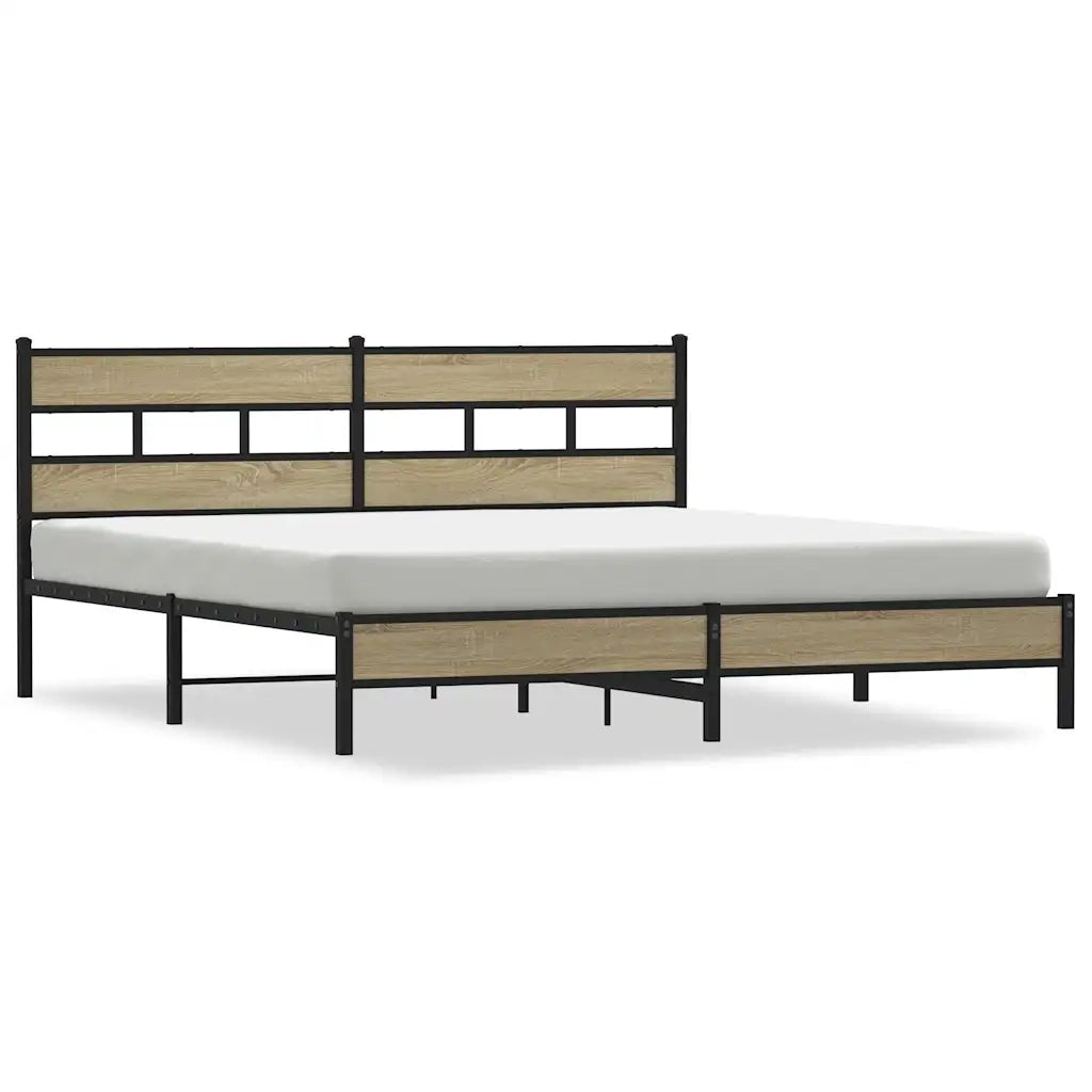 Giroletto senza Materaso in Metallo Rovere Sonoma 180x200 cm 3308495