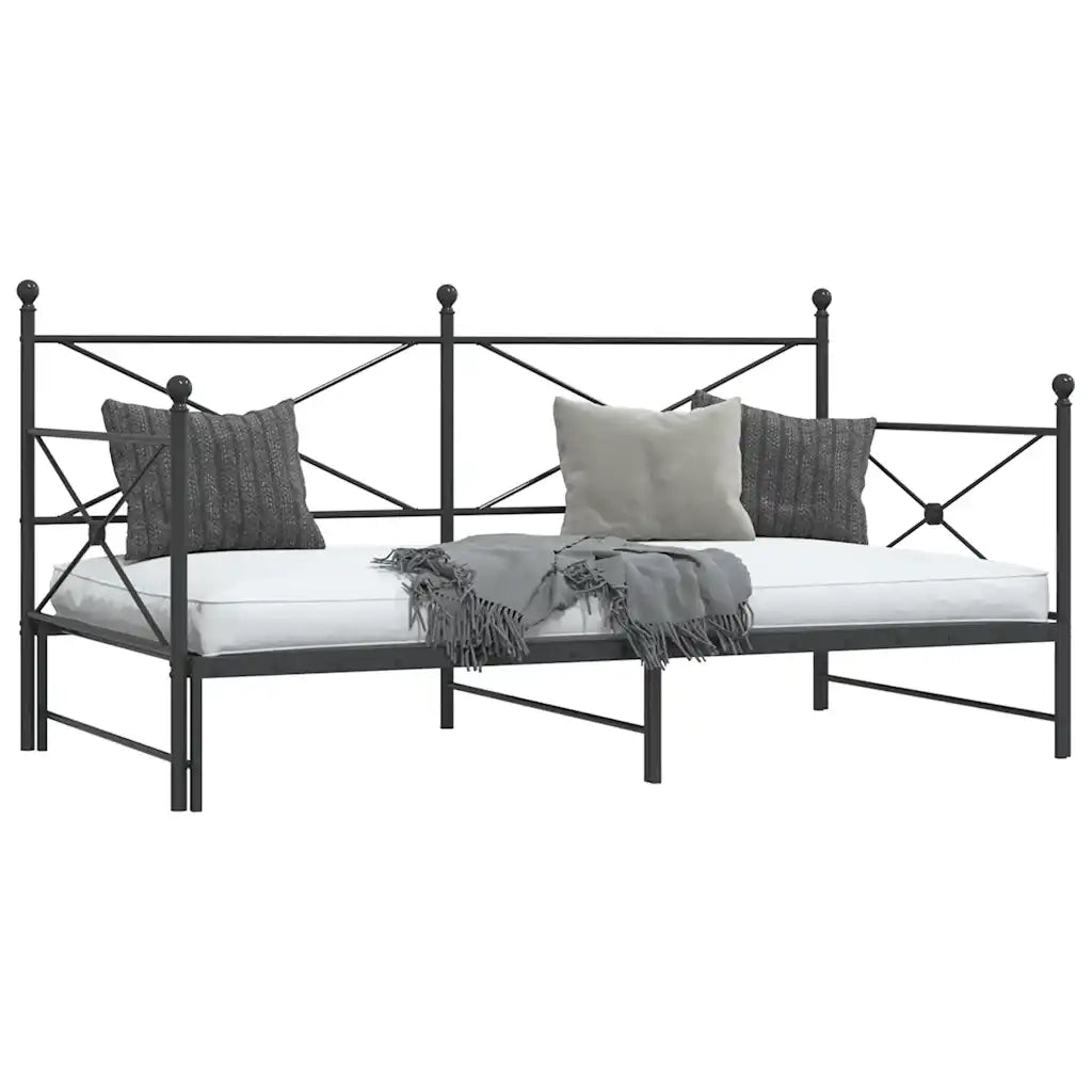 Divano Letto Estraibile senza Materasso-Sofa Letto-Daybed Nero 100x200 cm Acciaio