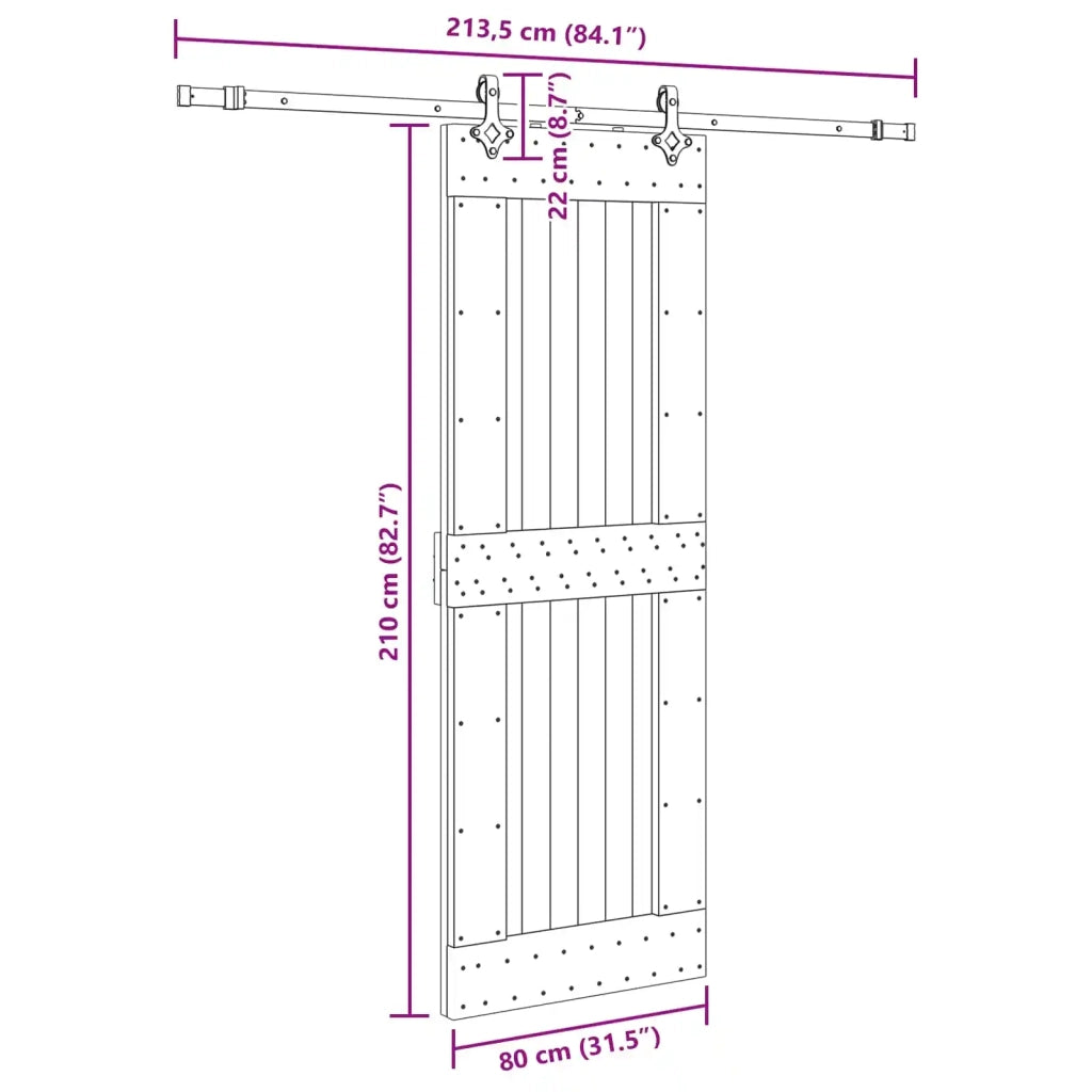 Porta scorrevole NARVIK Naturale e Nero 80 x 210 cm (213,5 cm) 3445330