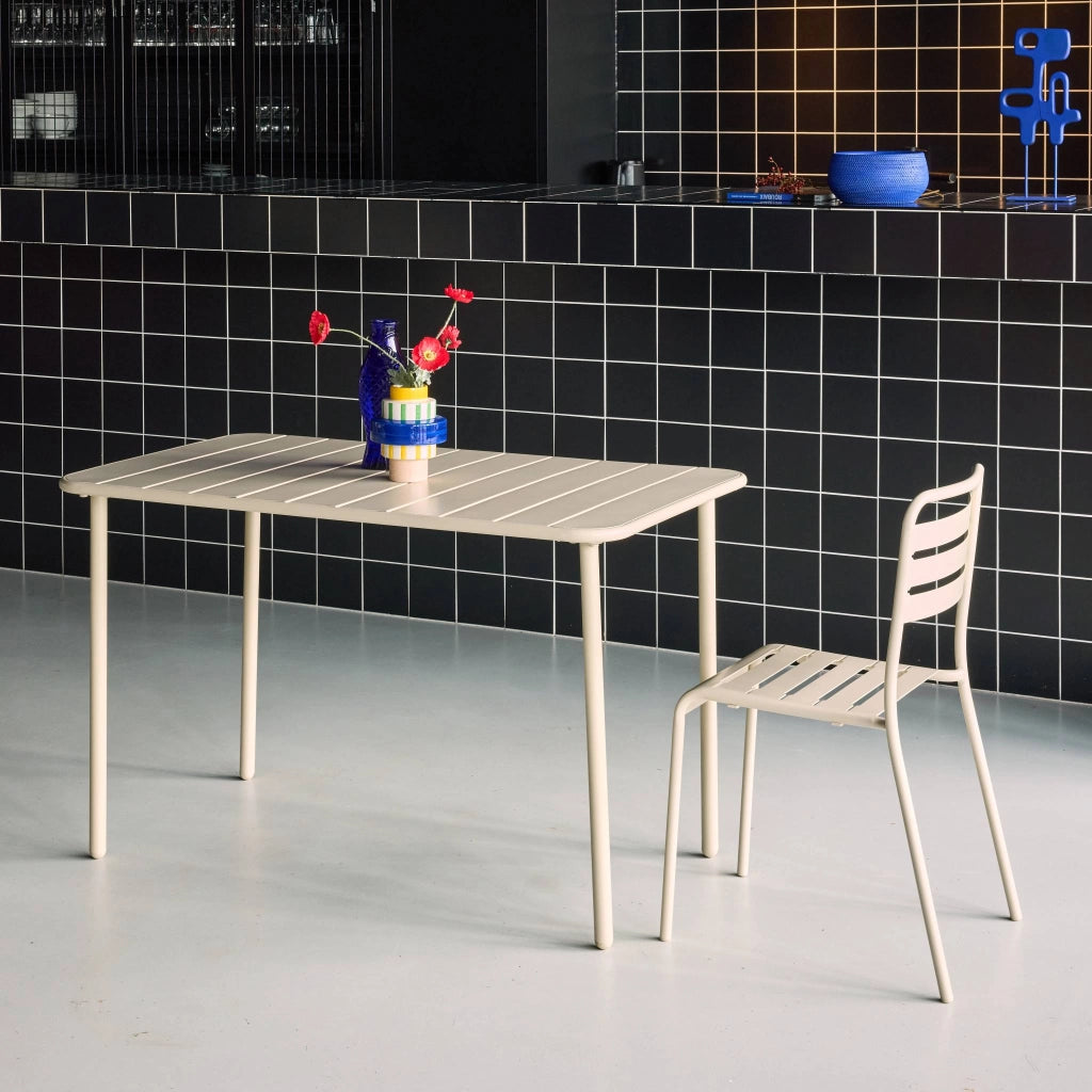 Tavolo da giardino in acciaio, 4 posti, 120cm, beige