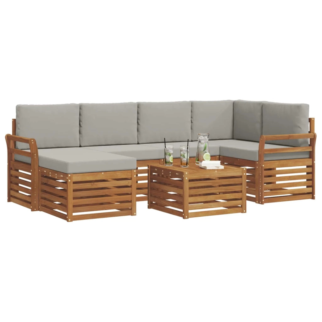 Set divano sezionale con cuscino 7 pcs Grigio Naturale e Chiaro 3375131