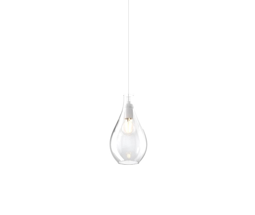 SOSPENSIONE IN VETRO 1193 PICCOLO TRASPARENTE ROSONE ACQUISTABILE SEPARATAMENTE 1 LUCE ATTACCO E27 D.25CM