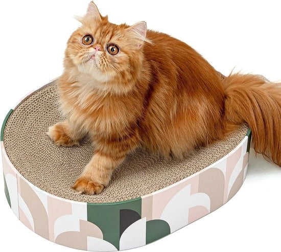 Pannelli per gatto 2 in 1, nido per gatto in forma ovale, pannelli lounge ondulati per gatto, arredamento per gatto per divani e tappeti e divani (43x33x10cm)