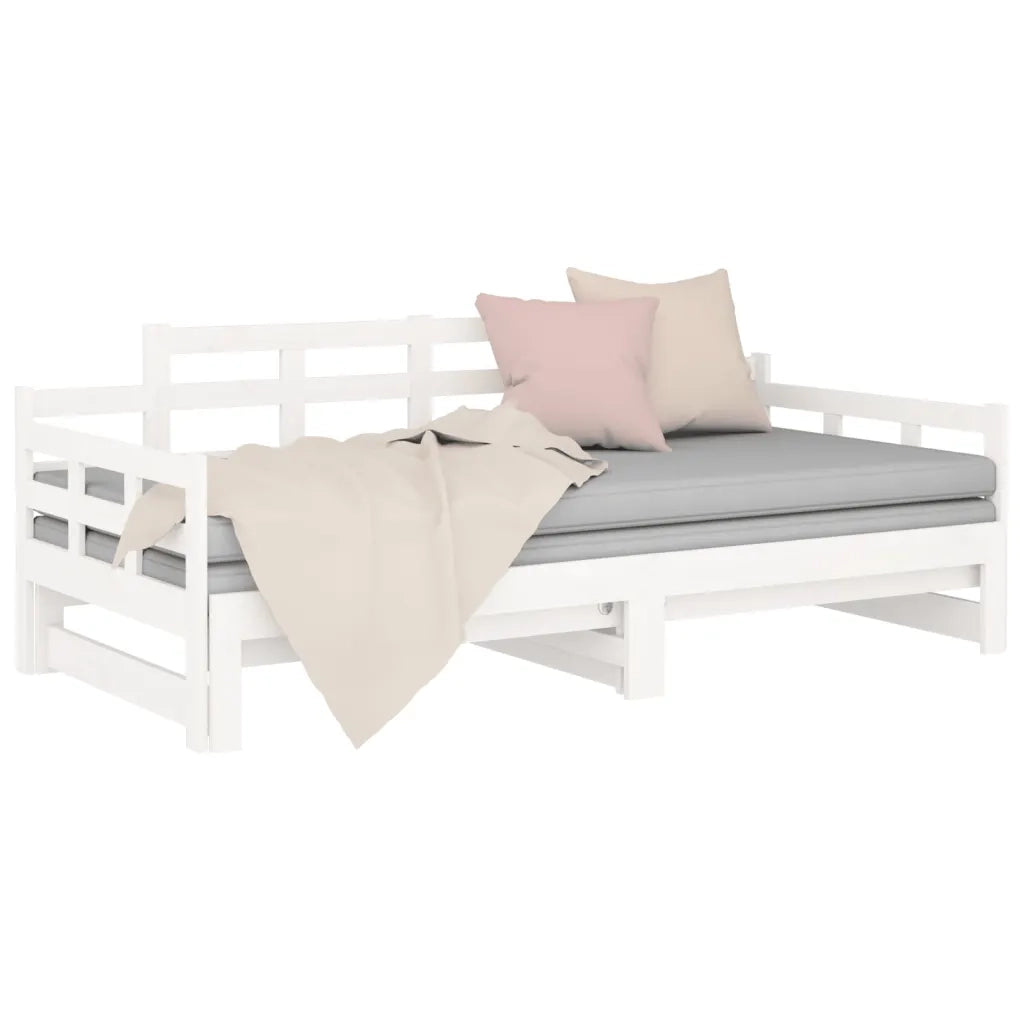 Dormeuse Estraibile Bianca Legno Massello di Pino 2x(80x200) cm 820348