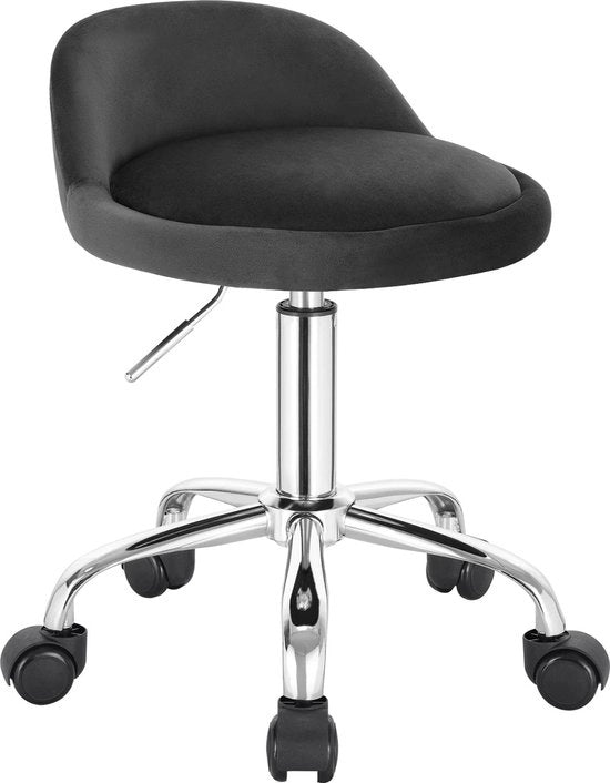 Sella Idraulica con Ruote - Pelle Nero Grigio - Sella Idraulica con Ruote Regolabile - Ergonomica - Regolabile in Altezza - Sella per Barbiere - Sella per Salone di Bellezza - Sella per Tattoo - Sella per Ufficio