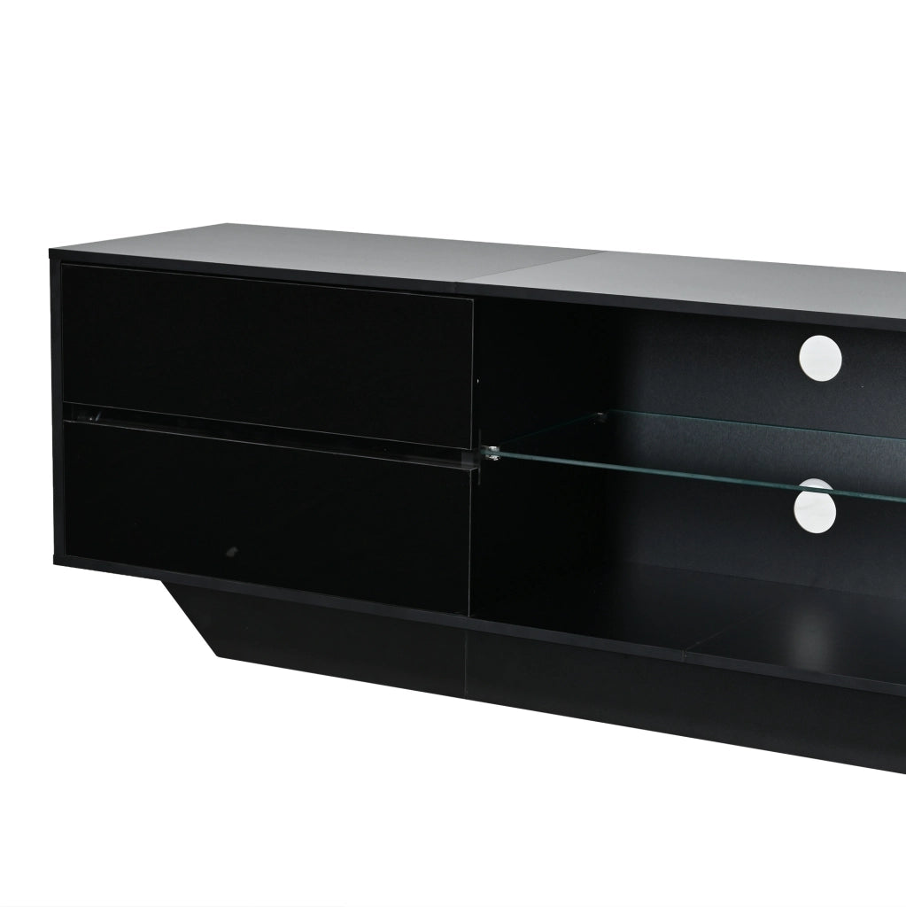 Mobile TV 160x35x44.5 cm con illuminazione RGB; piano lucido; truciolare; nero