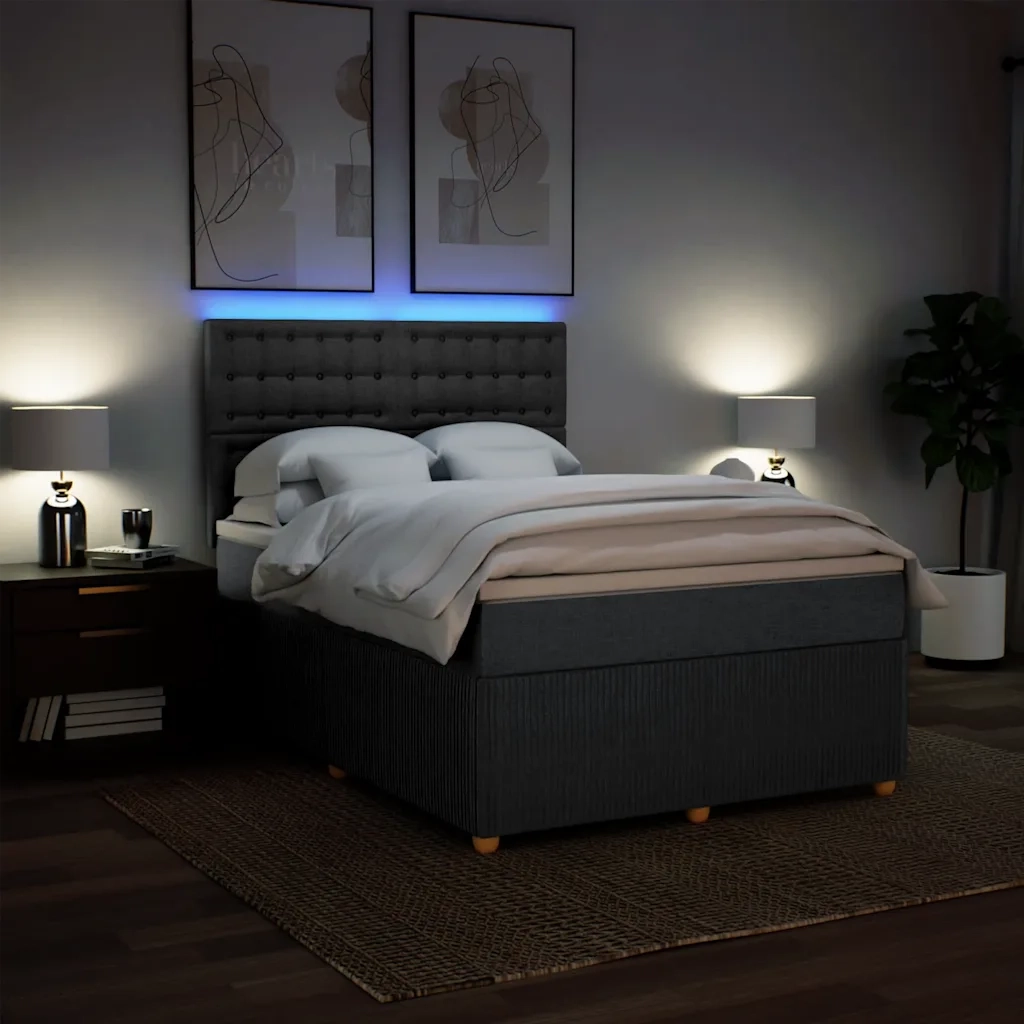Giroletto a Molle con Materasso Grigio Scuro 160x200 cm Tessuto 3294422