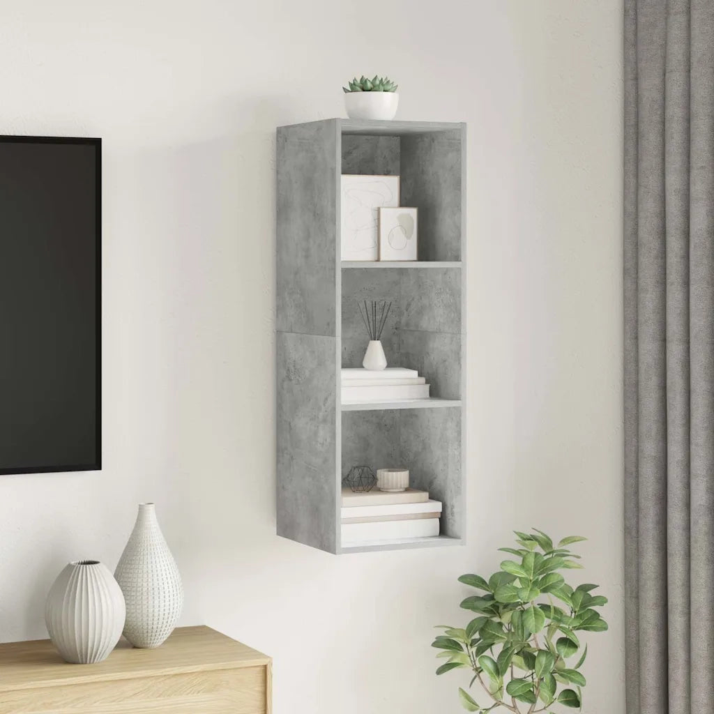 Armadietto a Parete TV Grigio Cemento 37x37x107 cm Truciolato cod mxl 20829