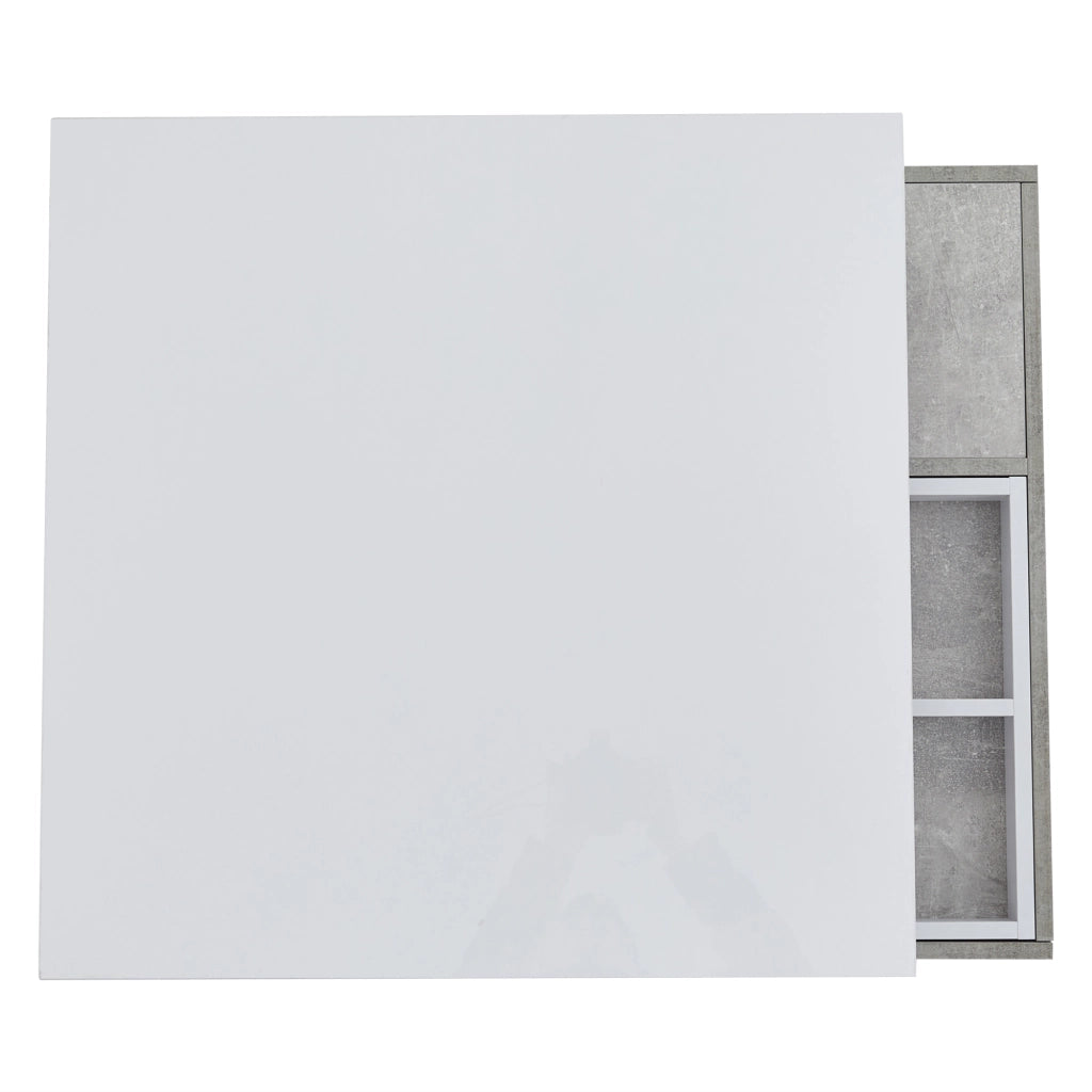 TAVOLINO DA SALOTTO Doppio piano girevole 360° 70x70x36 cm Bianco/effetto marmo