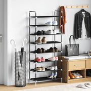 Scarpiera con 8 Ripiani-Scaffale per scarpe in Metallo e Tessuto non Tessuto Nero