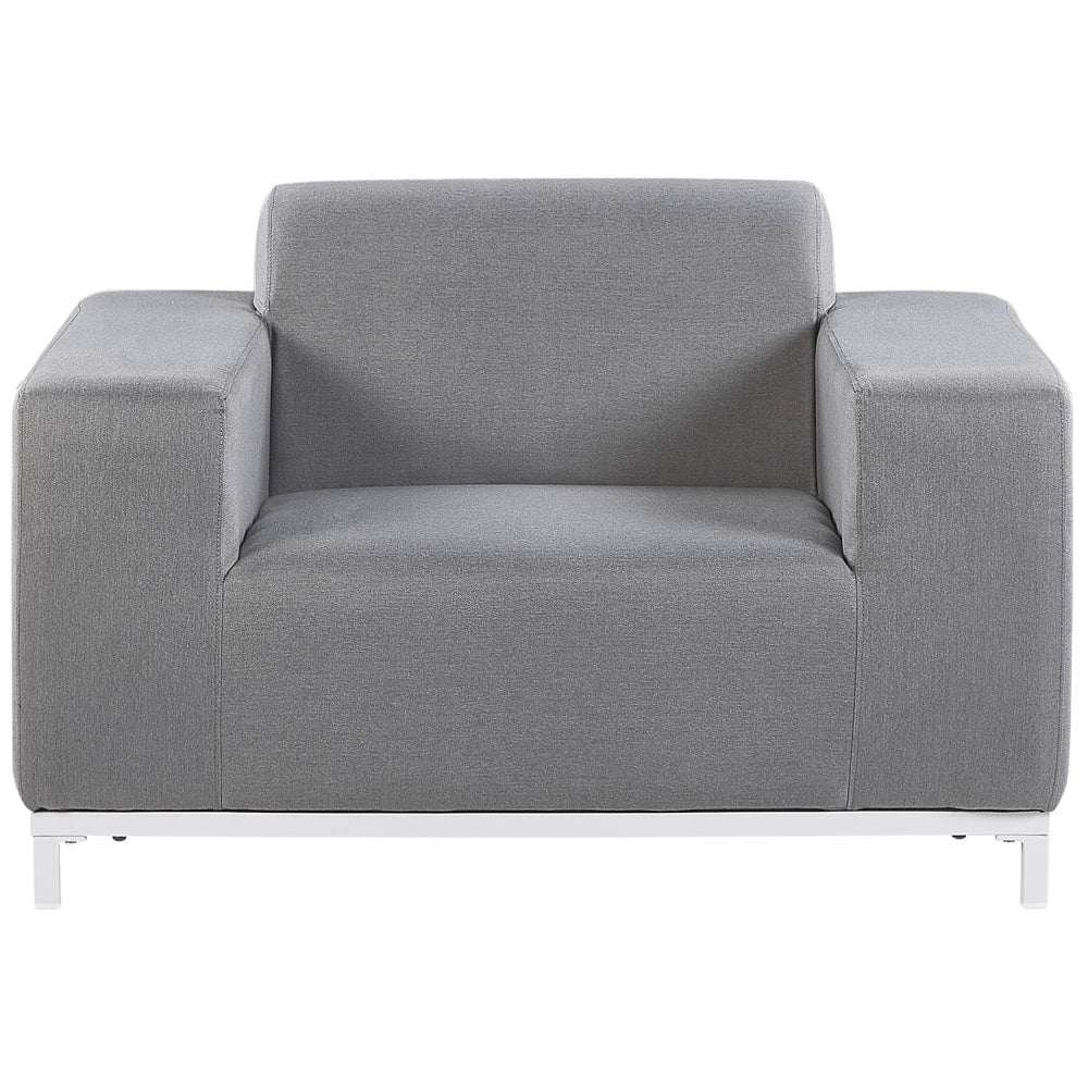 Set di 2 Poltrone in Tessuto Grigio Struttura Bianca per Interni ed Esterni Moderno