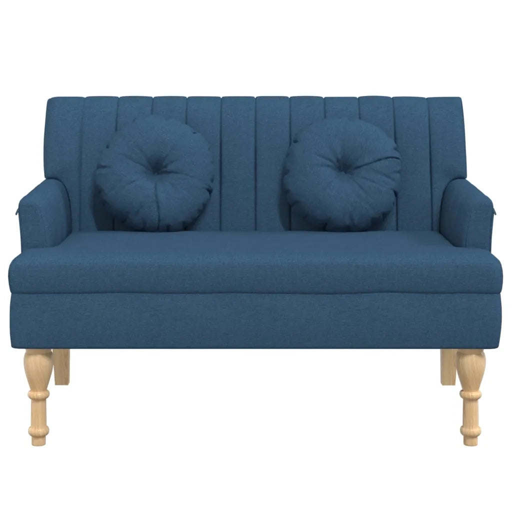 Panca con Cuscini Blu 113x64,5x75,5 cm in Tessuto