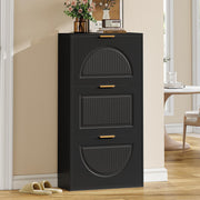 Armadio per scarpe stretto a 3 ante - Xylo - 60x24x114 cm - Nero