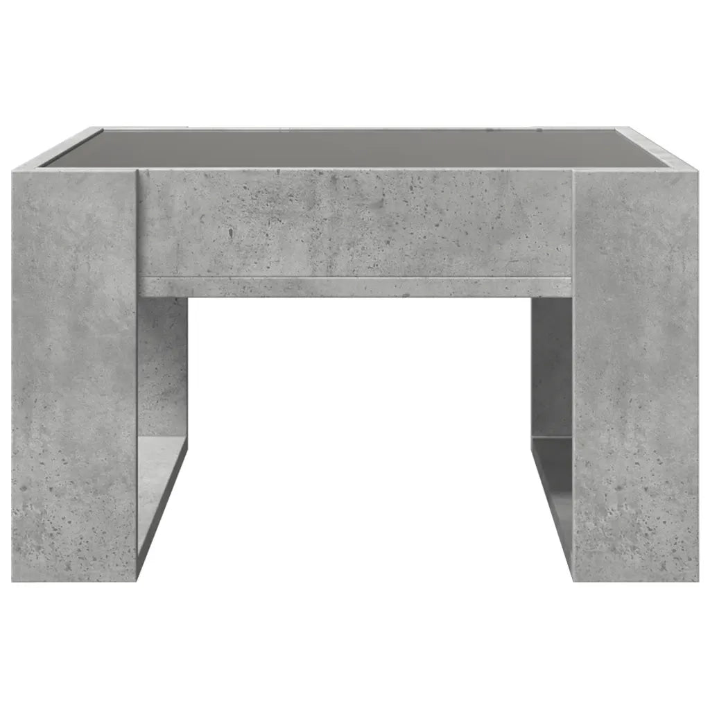 Tavolino Salotto con LED-Tavolino da soggiorno-Tavolo Infinity Grigio Cemento 50x53x30 cm