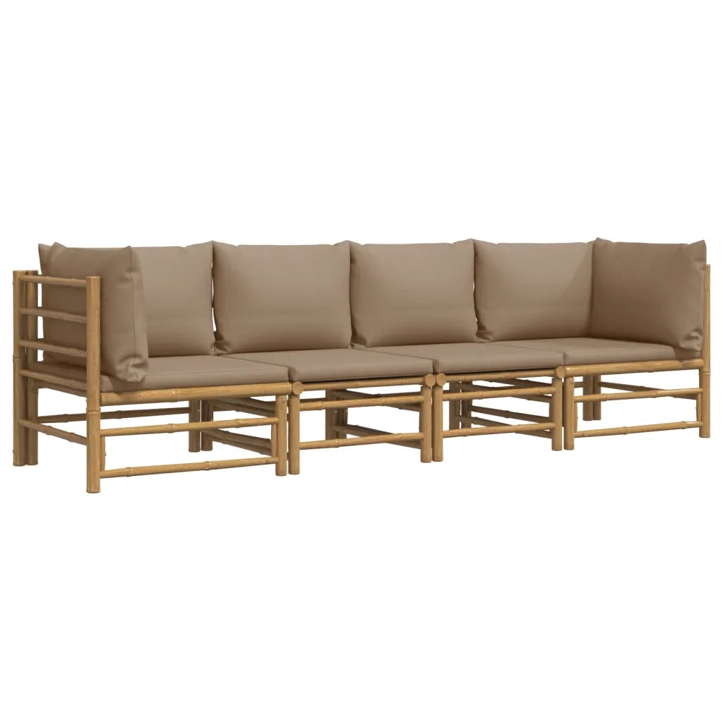 Set Salotto da Giardino 4pz con Cuscini Tortora BambÃ¹cod mxl 100302