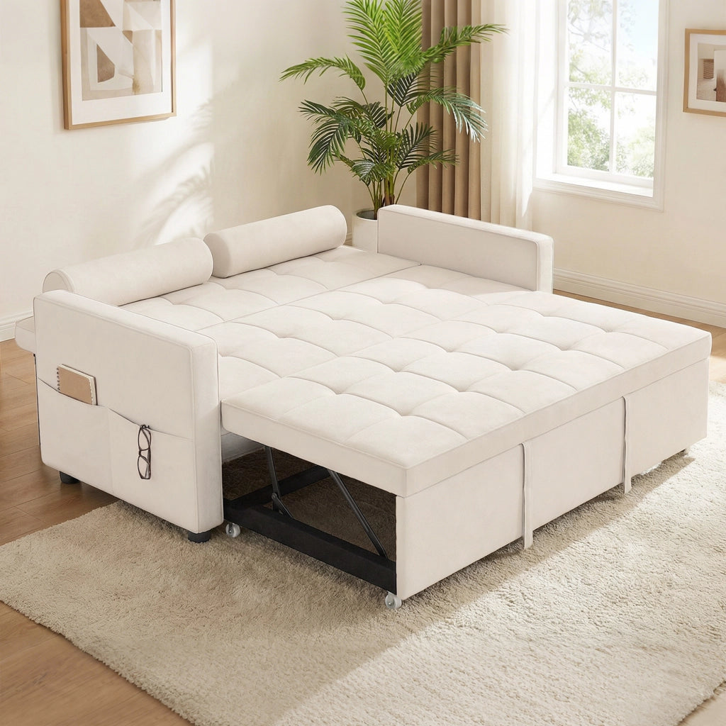 Divano letto 2 posti con letto gigogne ¨C zephmum ¨C 80.5x137.5x84 cm beige