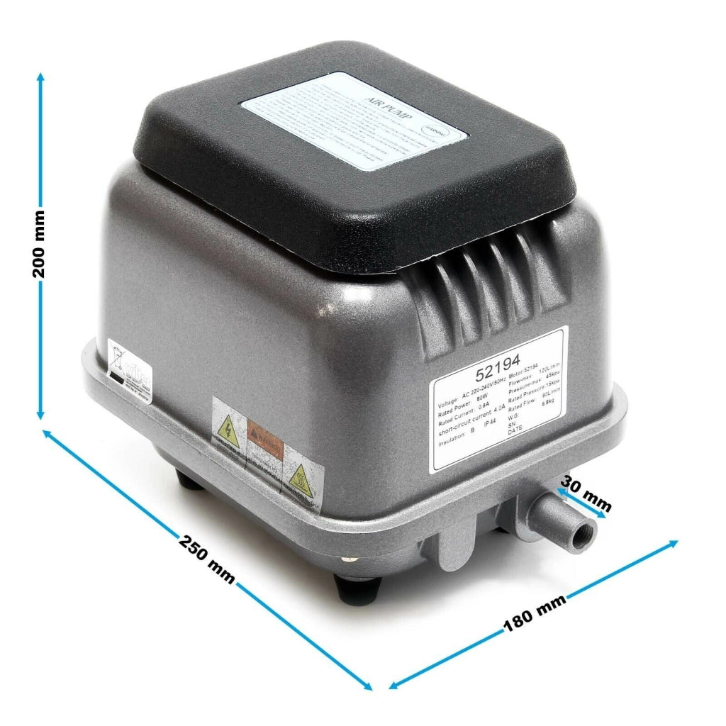 Pompa d'aria elettromagnetica silenziosa per acquario/laghetto 120 litri al minuto 16_0002805