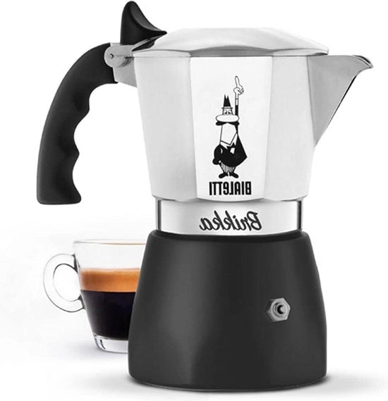 Caffettiera Percolatrice per Fonti di Calore - Espresso con Crema - 4 Cup - Nero/Argento