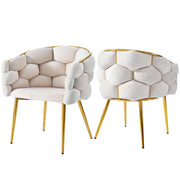 Sedia da pranzo set di 2 in velluto con schienale imbottito; piedini regolabili; beige
