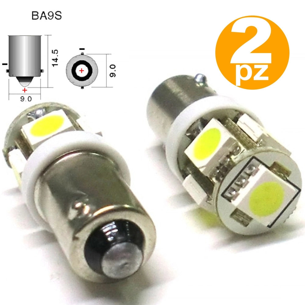 Trade Shop - 2x Lampadina Led Auto Bulb Ba9s T4w 5005 5 Smd 5050 12v Luce Posizione Abitacolo -