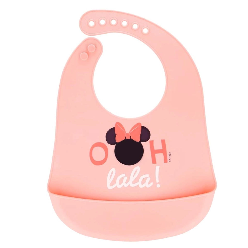 Bavaglino per neonati con chiusura regolabile e tasca raccogli-briciole Rosa Minnie Mouse