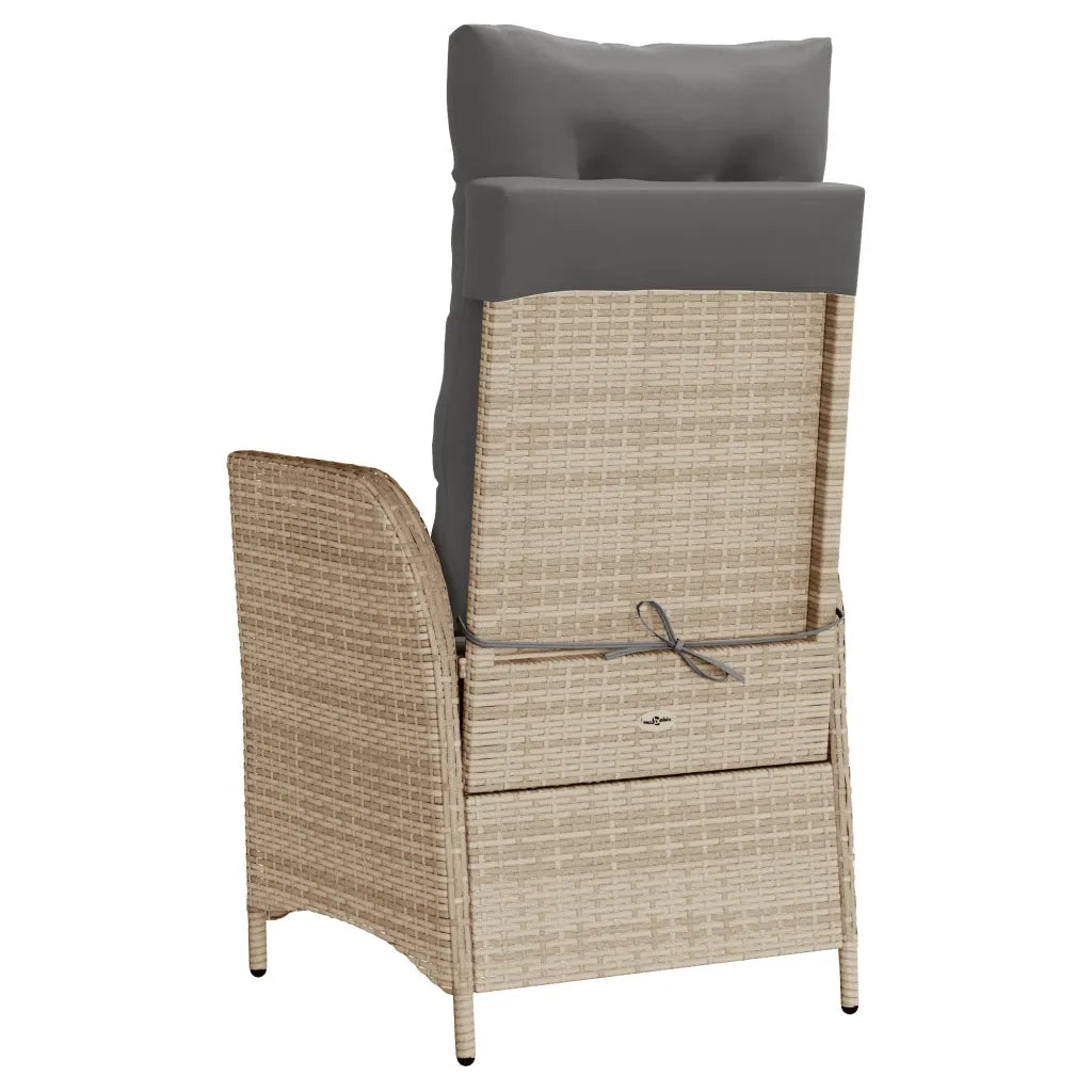 Sedia Reclinabile Giardino | Sedie da Esterno e Poggiapiedi Beige Misto Polyrattan