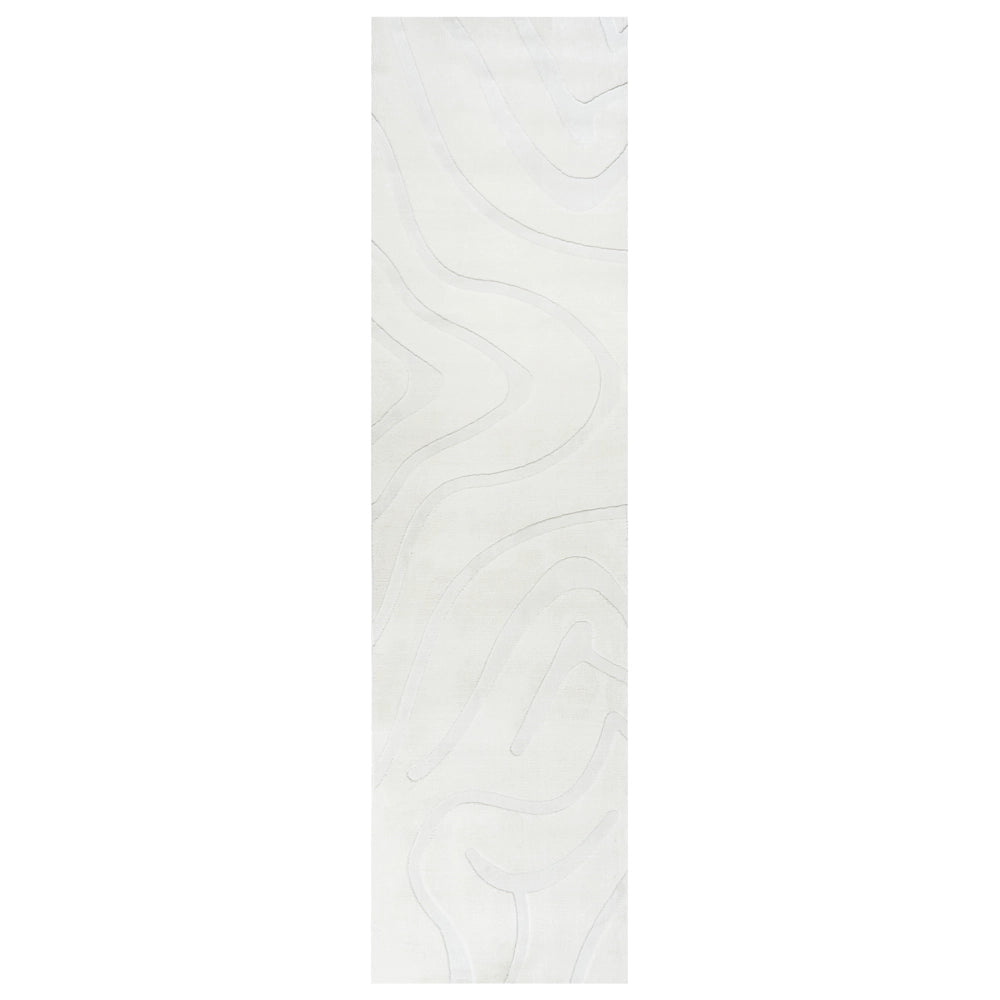 Tappeto da salotto rettangolare jacquard, 80 x 300 cm a pelo corto bianco sporco Stile Moderno